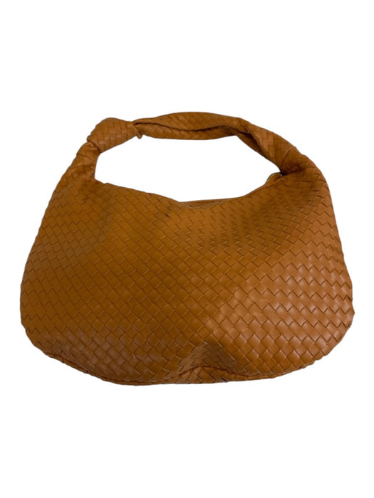 Melie Bianco Tan Brown PU Leather Woven Knot Detail Zip Close Shoulder Bag Tan Brown