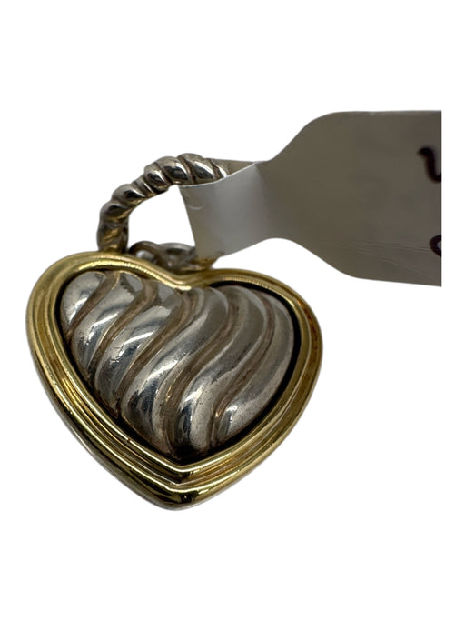 David Yurman Silver & Gold 925 & 14k Two Tone Heart Cable Hinge Clasp Pendant Silver & Gold