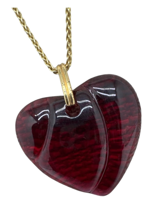 Baccarat Red & Gold Glass 925 Heart Twist Chain Pendant Necklace Red & Gold
