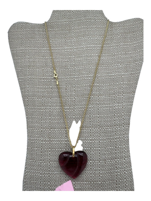 Baccarat Red & Gold Glass 925 Heart Twist Chain Pendant Necklace Red & Gold