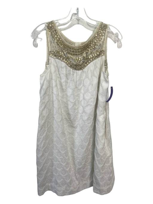 Maeve Size 0 Cream Cotton & Polyester Tank Beaded Hidden Pocket Dress Cream / 0