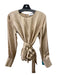 Sandro Size 1/S Beige Silk Long Sleeve Ruffle Trim Top Beige / 1/S