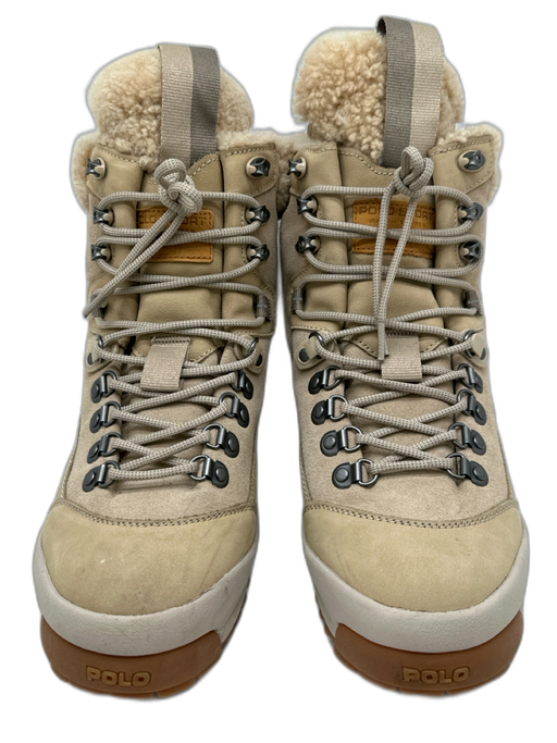 Polo Sport Shoe Size 12 Beige suede & leather Solid Lined Sneaker Men's Shoes Beige / 12