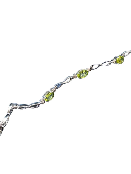 Silver & Green Sterling Silver Peridot Lobster Clasp Bracelet