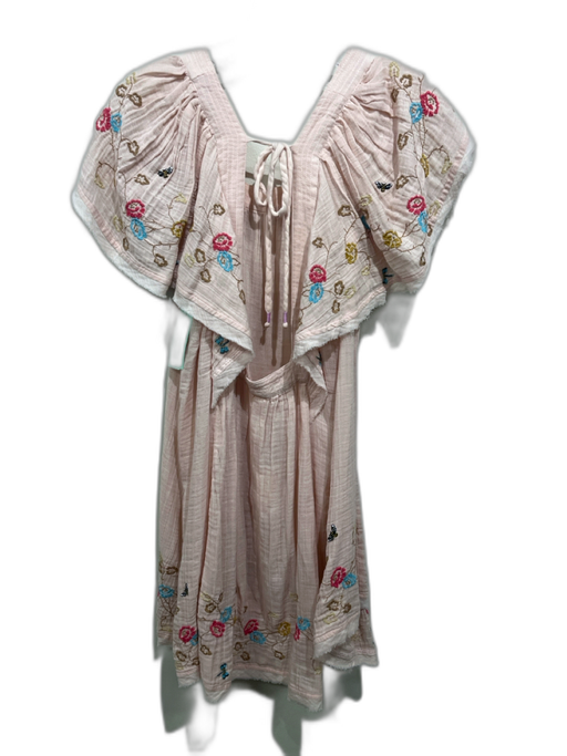 Anthropologie Size M Soft Pink, Yellow & Multi Cotton Short Cap Sleeve Dress Soft Pink, Yellow & Multi / M
