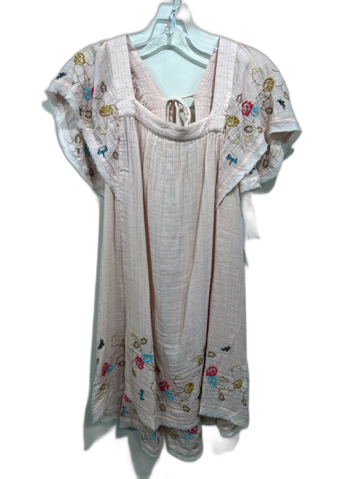Anthropologie Size M Soft Pink, Yellow & Multi Cotton Short Cap Sleeve Dress Soft Pink, Yellow & Multi / M