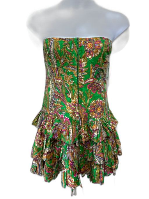 Love The Label Size Large Green, Pink & Orange Cotton Strapless bustier Dress Green, Pink & Orange / Large