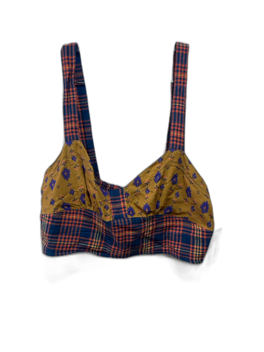 We The Free Size M Blue, Orange & Multi Viscose Blend Long Sleeve Bra Top Set Blue, Orange & Multi / M