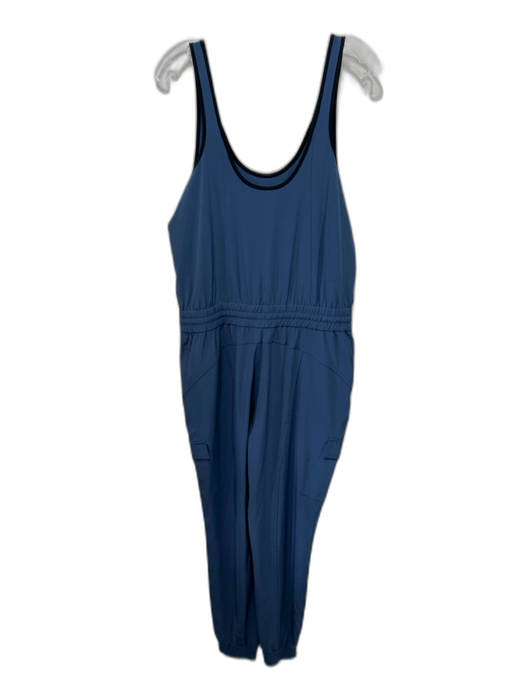Athleta Size MT Slate Blue & Black Polyester Blend Sleeveless Jogger Jumpsuit Slate Blue & Black / MT