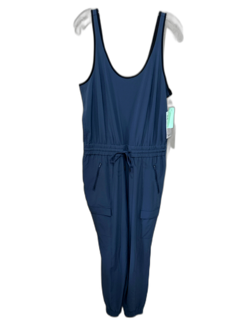 Athleta Size MT Slate Blue & Black Polyester Blend Sleeveless Jogger Jumpsuit Slate Blue & Black / MT