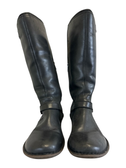 Ugg Shoe Size 9 Black & Brown Leather Sheepskin Rubber Sole Buckle Detail Boots Black & Brown / 9