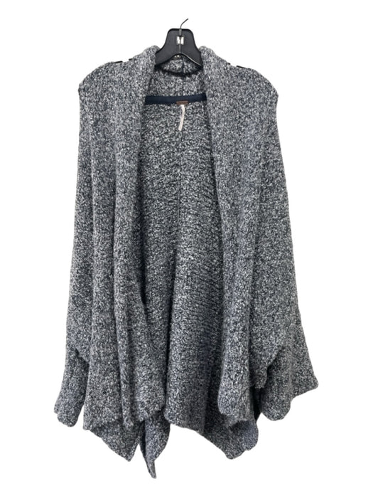 Free People Size Small Blue & Gray Polyester & Acrylic Open Front Cardigan Blue & Gray / Small