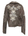 Driftwood Size Medium Taupe Leather Long Sleeve Floral Embroidery Moto Jacket Taupe / Medium