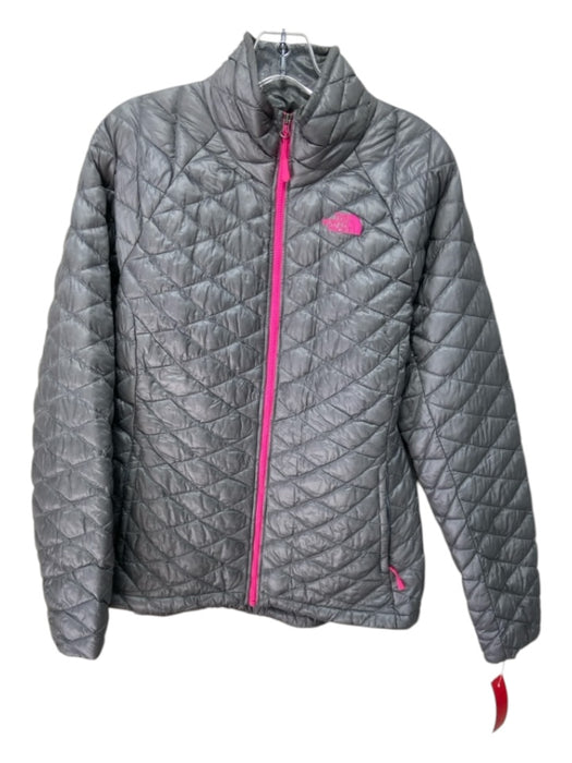 The North Face Size Medium gray & pink Nylon Zip Up Diamond Quilt Jacket gray & pink / Medium