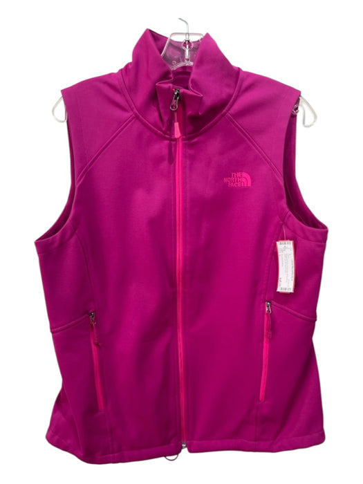 The North Face Size L Magenta Pink Polyester Drawstring Solid Zip Up Vest Magenta Pink / L