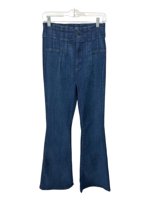 We The Free Size 29 Dark Wash Cotton Denim seam detail High Rise Flare Jeans Dark Wash / 29