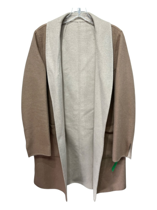 Banana Republic Size M Beige & Brown Wool Blend Collar Midi Open Front Coat Beige & Brown / M