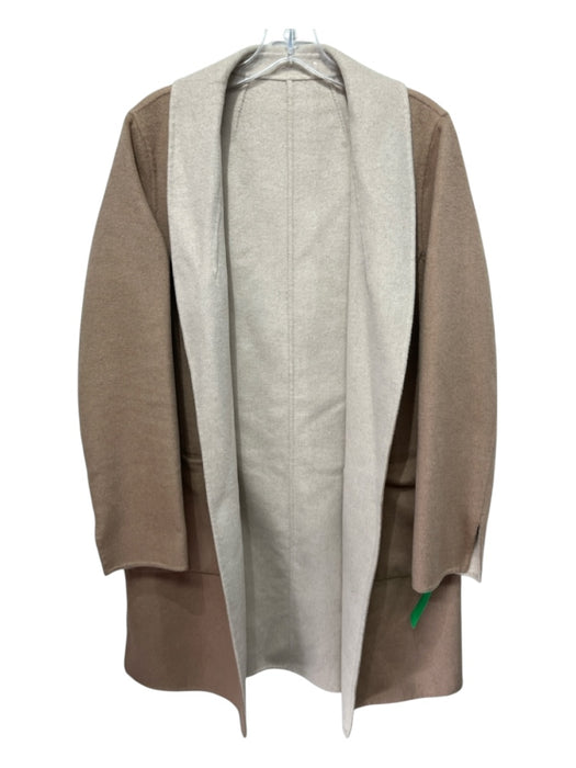 Banana Republic Size M Beige & Brown Wool Blend Collar Midi Open Front Coat Beige & Brown / M