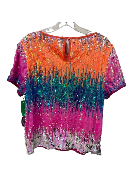 Eva Franco Size M Pink, Orange, multi Polyester Sequined Iridescent Top Pink, Orange, multi / M