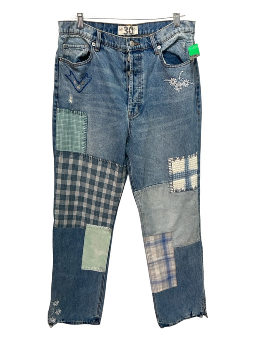 We The Free Size 30 Medium Wash & Multi Cotton Embroidered Pattern Block Jeans Medium Wash & Multi / 30