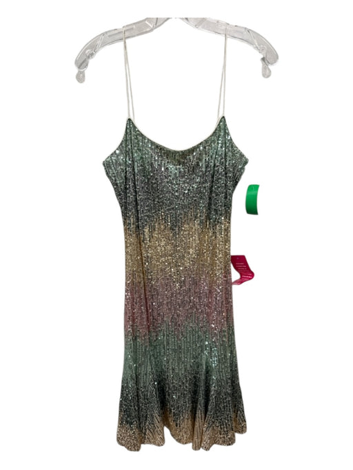 Belle Badgley Mischka Size 6 Gold, Green, Red Polyester Blend Sequin Dress Gold, Green, Red / 6