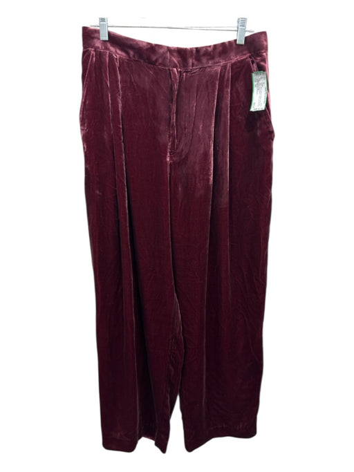 Banana Republic Size 10 Red Viscose Blend Velvet Mid Rise Zip & Button Pants Red / 10