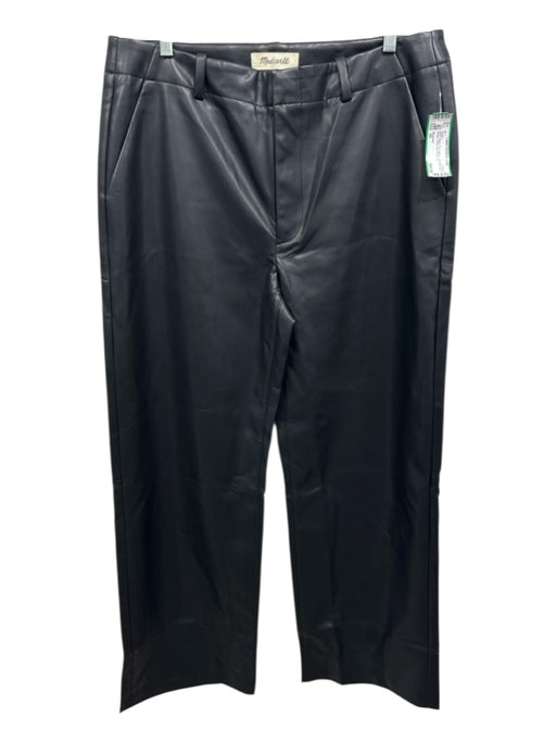 Madewell Size 30 Black PU Leather Mid Rise Zip & Button Wide Leg Pants Black / 30