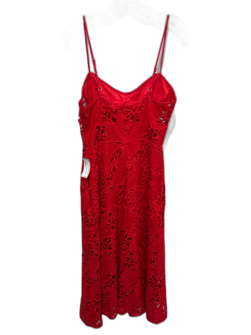 Allen Schwartz Size 8 Red Polyester Spaghetti Strap Floral Cutout Back Zip Dress Red / 8