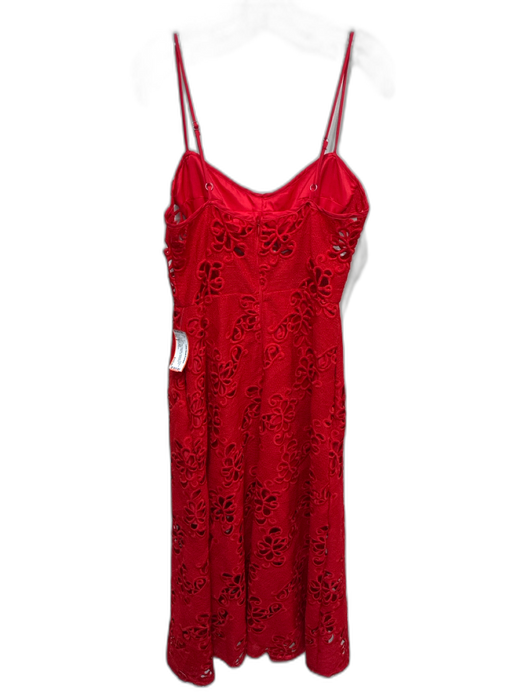 Allen Schwartz Size 8 Red Polyester Spaghetti Strap Floral Cutout Back Zip Dress Red / 8