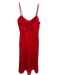 Allen Schwartz Size 8 Red Polyester Spaghetti Strap Floral Cutout Back Zip Dress Red / 8