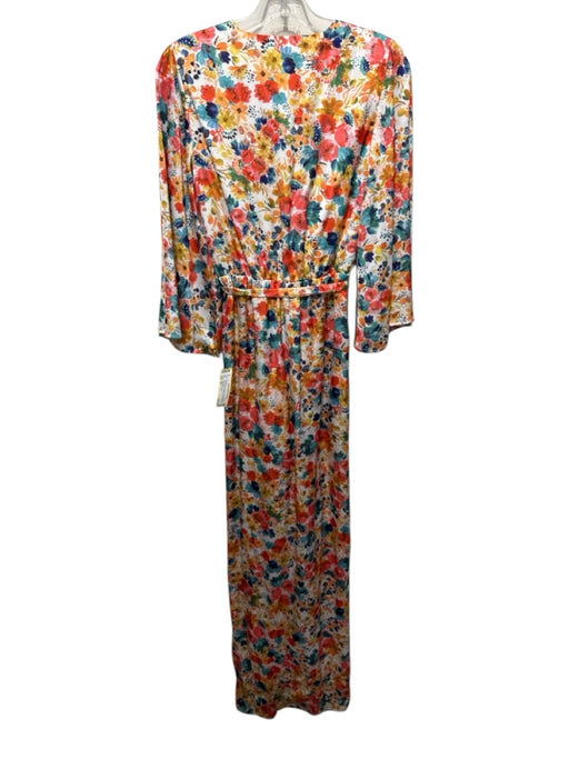 Lovers + Friends Size XS White & Multi Polyester Floral Long Flare Sleeve Romper White & Multi / XS