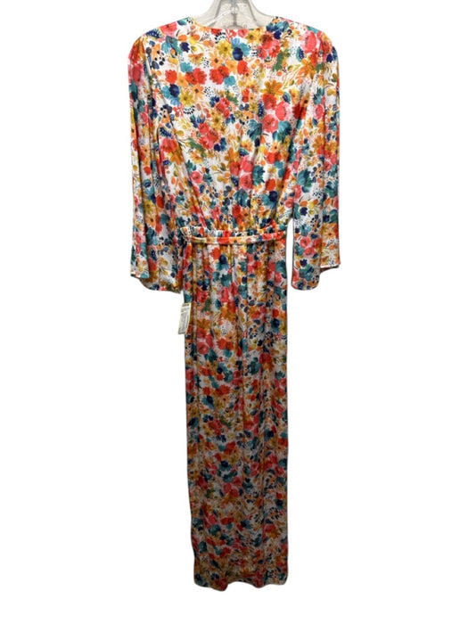 Lovers + Friends Size XS White & Multi Polyester Floral Long Flare Sleeve Romper White & Multi / XS
