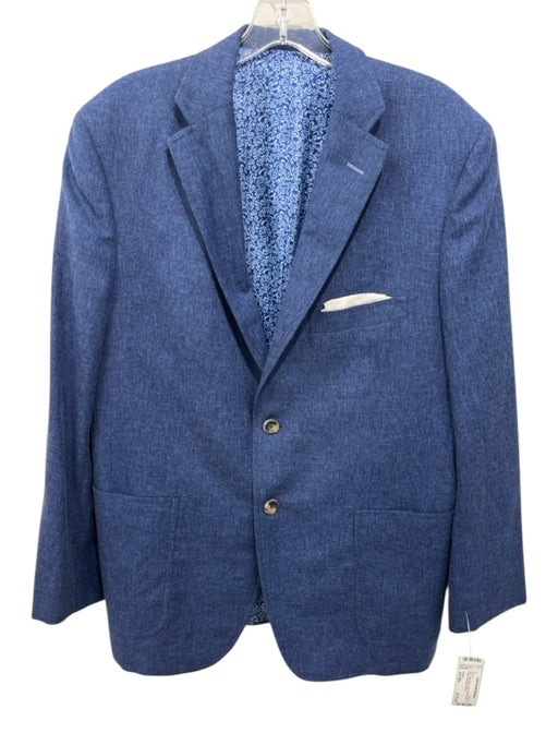 Ventura Blue Wool Blend Solid Patch Pocket 2 Button Men's Blazer Blue / est 40s