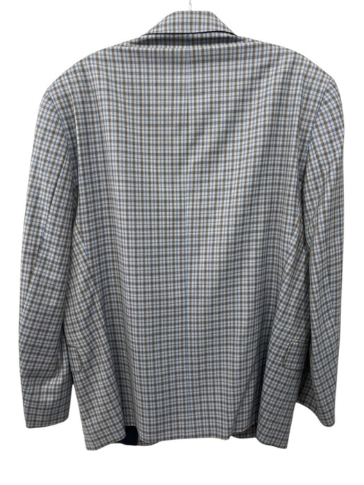 David Donahue Gray & Blue Wool Blend Plaid 2 Button Men's Blazer Gray & Blue / 42