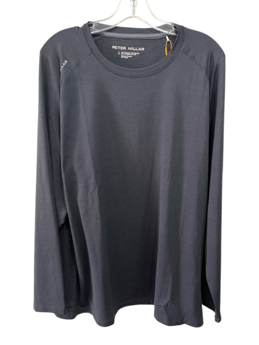 Peter Millar NWT Size L Dark Gray Synthetic Solid Athletic Long Sleeve Shirt Dark Gray / L