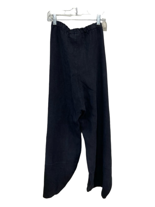 Bryn Walker Size Est L/XL Black Linen Solid Elastic Waist Wide Leg Pants Black / Est L/XL