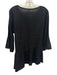 Bryn Walker Size S Black Linen Long Flare Sleeve Peplum Hip Length Top Black / S