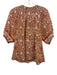 Cleobella Size XS Orange & cream Cotton Floral Short Sleeve Smock Neck Top Orange & cream / XS
