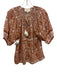 Cleobella Size XS Orange & cream Cotton Floral Short Sleeve Smock Neck Top Orange & cream / XS