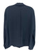 Lafayette 148 Size S Navy Silk Long Sleeve Button Up & Collar Side Slits Top Navy / S