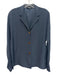 Lafayette 148 Size S Navy Silk Long Sleeve Button Up & Collar Side Slits Top Navy / S