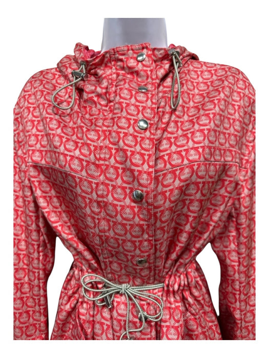 Salvatore Ferragamo Size Est S/M Pink & Red silver tone hardware Logo Jacket Pink & Red / Est S/M