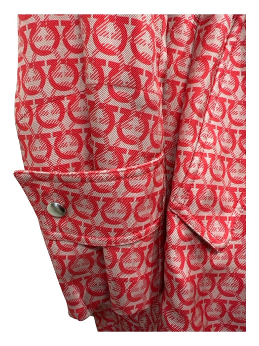 Salvatore Ferragamo Size Est S/M Pink & Red silver tone hardware Logo Jacket Pink & Red / Est S/M