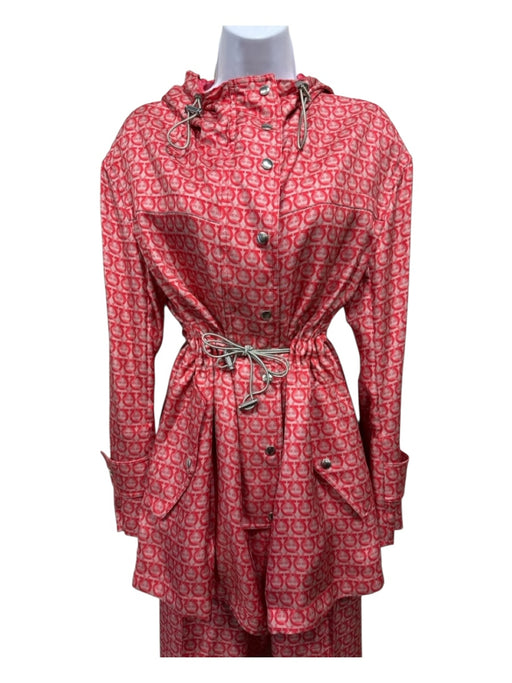 Salvatore Ferragamo Size Est S/M Pink & Red silver tone hardware Logo Jacket Pink & Red / Est S/M
