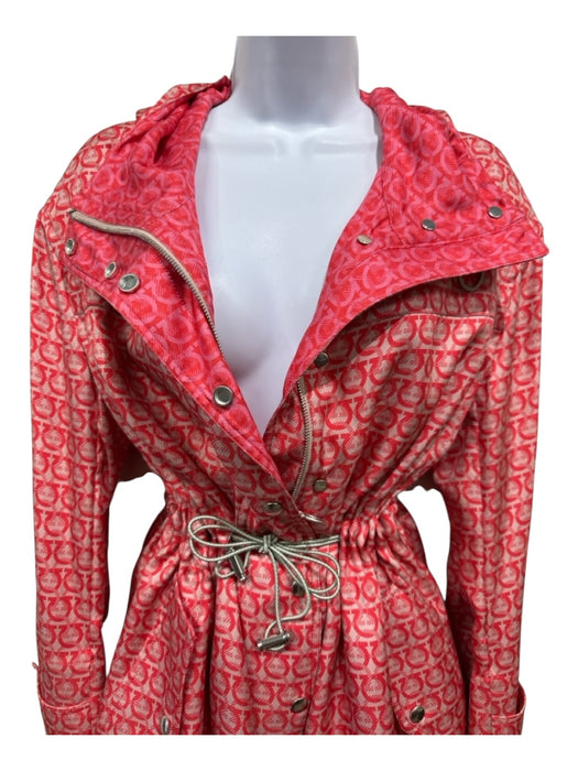 Salvatore Ferragamo Size Est S/M Pink & Red silver tone hardware Logo Jacket Pink & Red / Est S/M