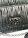 Prada Black Calf Leather Flap Triangle Logo Gaufre Crossbody Bag Black / Small