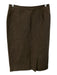 Rene Lezard Size 34 Brown Linen Blend Back Zip Dotted Slit Pencil Skirt Brown / 34