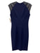 Ralph Lauren Size 2 Navy Blue Wool Blend Sleeveless Leather Trim Dress Navy Blue / 2