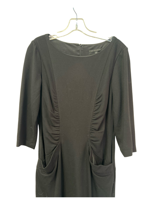 David Meister Size 8 Black No Fabric Tag Wide Neck 3/4 Sleeve Back Zip Dress Black / 8