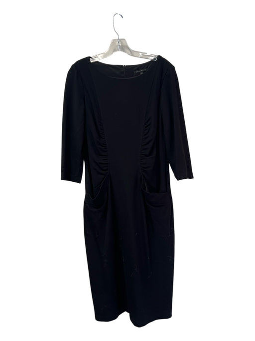David Meister Size 8 Black No Fabric Tag Wide Neck 3/4 Sleeve Back Zip Dress Black / 8